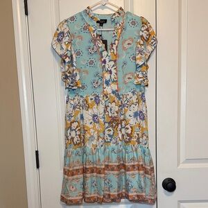 Women’s Flutter Sleeve Mixed Print Dress